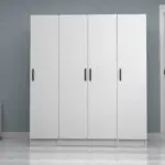 Ντουλάπα ρούχων Ανάφη 11 τετράφυλλη χρώμα λευκό 160×51,8×181εκ. – εικόνα 4