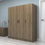 Ντουλάπα ρούχων Ανάφη 11 τετράφυλλη χρώμα καρυδί 160×51,8×181εκ. – εικόνα 3