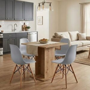 Σετ τραπεζαρία 5τμχ Ταΰγετος 74 χρώμα sapphire oak - γκρι 75x75x77εκ.