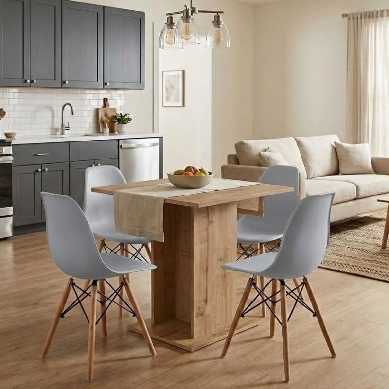 Σετ τραπεζαρία 5τμχ Ταΰγετος 74 χρώμα sapphire oak - γκρι 75x75x77εκ.