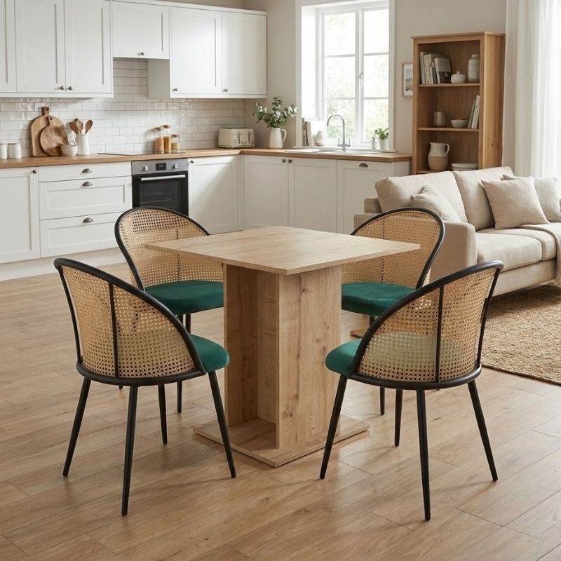 Σετ τραπεζαρία 5τμχ Σύμη 59 χρώμα sapphire oak - κυπαρισσί 75x75x77εκ.