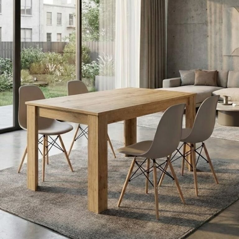 Σετ τραπεζαρία 5τμχ Darlen – Nova χρώμα sapphire oak – cappuccino 125x72x74εκ.