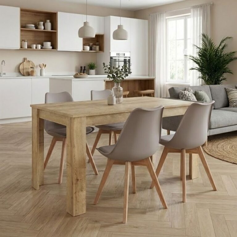 Σετ τραπεζαρία 5τμχ Darlen – Viva χρώμα sapphire oak – cappuccino 125x72x74εκ.