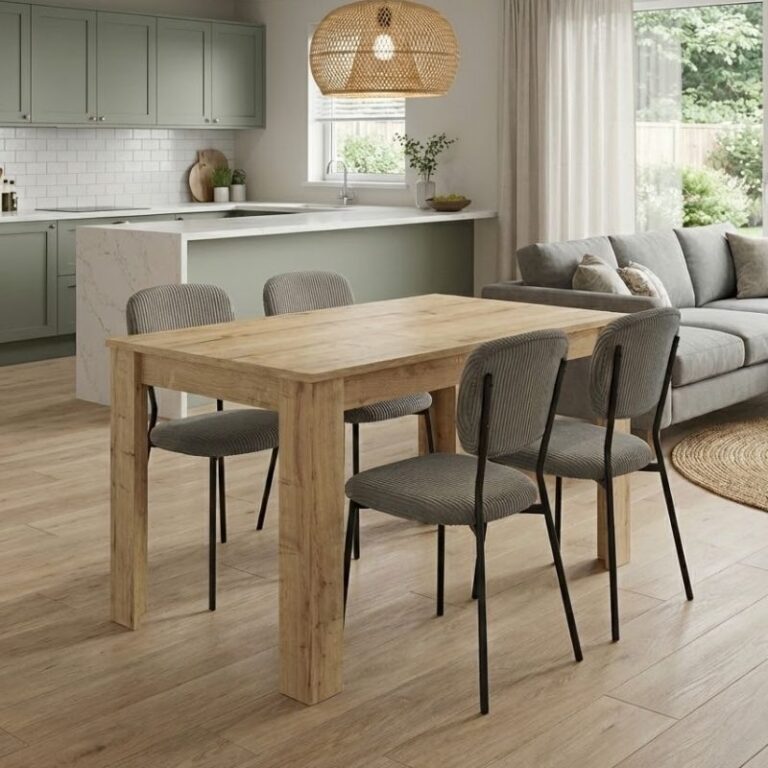 Σετ τραπεζαρία 5τμχ Darlen – Kevin χρώμα sapphire oak – λαδί 125x72x74εκ.