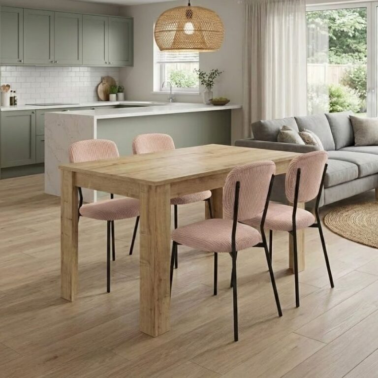 Σετ τραπεζαρία 5τμχ Darlen – Kevin χρώμα sapphire oak – μόκα 125x72x74εκ.