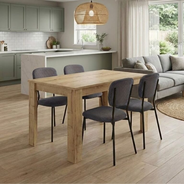 Σετ τραπεζαρία 5τμχ Darlen – Kevin χρώμα sapphire oak – γκρι 125x72x74εκ.