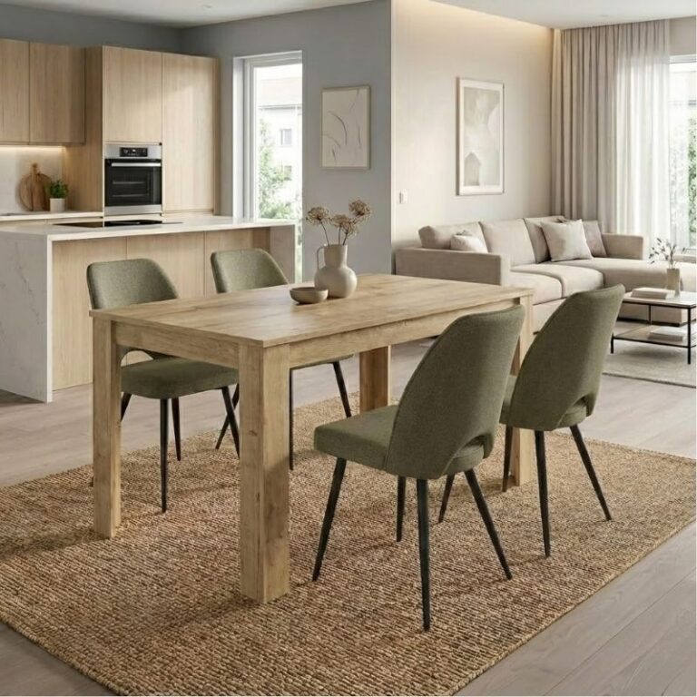 Σετ τραπεζαρία 5τμχ Darlen – Christy χρώμα sapphire oak – λαδί 125x72x74εκ.