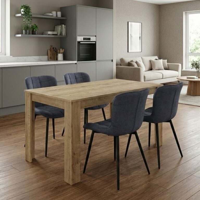 Σετ τραπεζαρία 5τμχ Darlen – Chiara χρώμα sapphire oak – ανθρακί 125x72x74εκ.