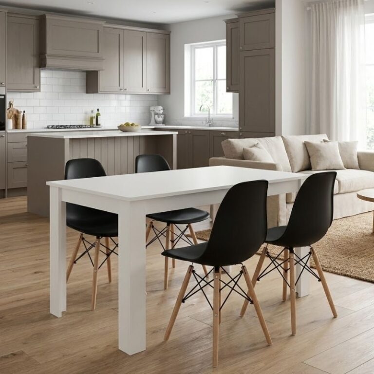 Σετ τραπεζαρία 5τμχ Darlen – Nova χρώμα λευκό – μαύρο 125x72x74εκ.