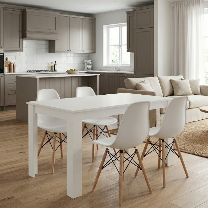 Σετ τραπεζαρία 5τμχ Άνδρος 30 χρώμα λευκό 125x72x74εκ.