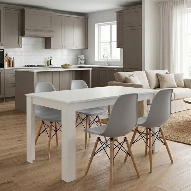Σετ τραπεζαρία 5τμχ Darlen – Nova χρώμα λευκό – γκρι 125x72x74εκ.