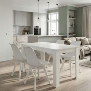 Σετ τραπεζαρία 5τμχ Σκιάθος 19 χρώμα λευκό 125x72x74εκ.