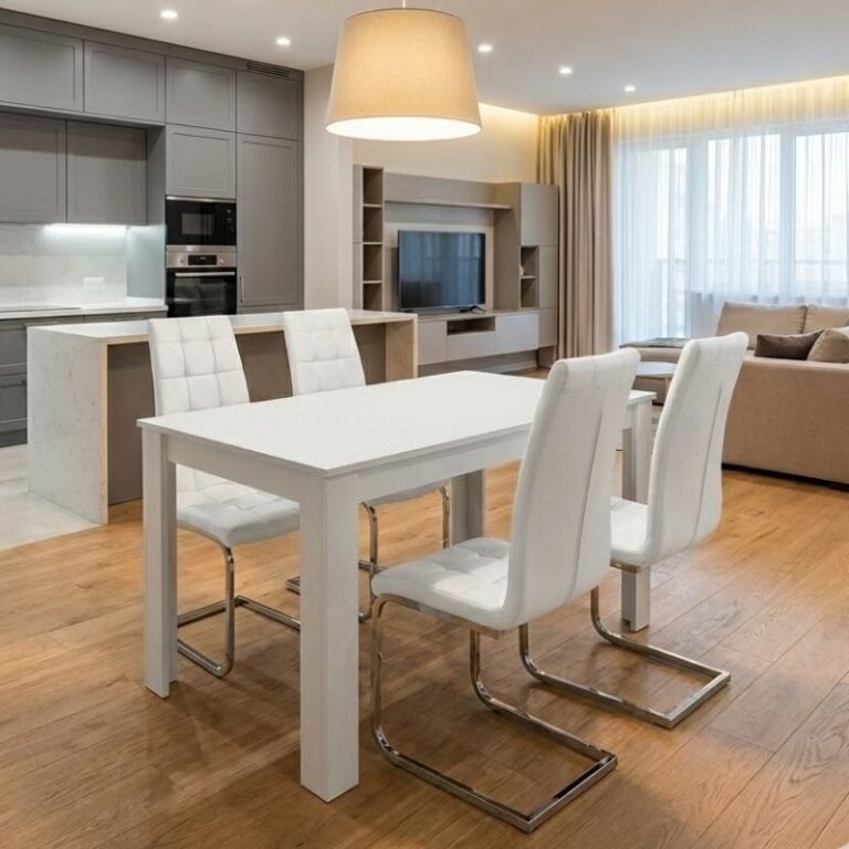 Σετ τραπεζαρία 5τμχ Darlen – Vela χρώμα λευκό 125x72x74εκ.