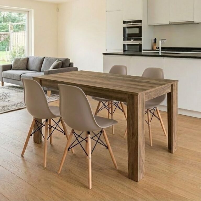 Σετ τραπεζαρία 5τμχ Darlen – Nova χρώμα καρυδί – cappuccino 125x72x74εκ.