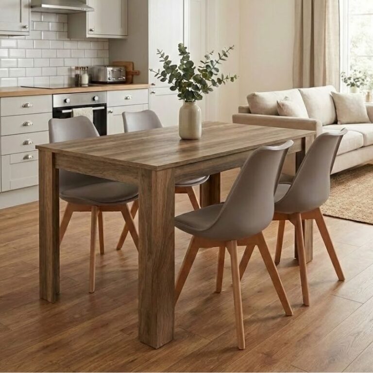 Σετ τραπεζαρία 5τμχ Darlen – Viva χρώμα καρυδί – cappuccino 125x72x74εκ.