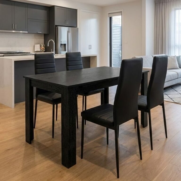 Σετ τραπεζαρία 5τμχ Darlen – Rosa χρώμα sencron black – μαύρο 125x72x74εκ.