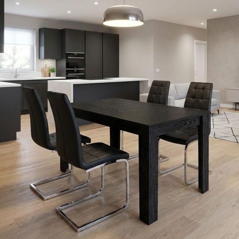 Σετ τραπεζαρία 5τμχ Darlen – Vela χρώμα sencron black – μαύρο 125x72x74εκ.