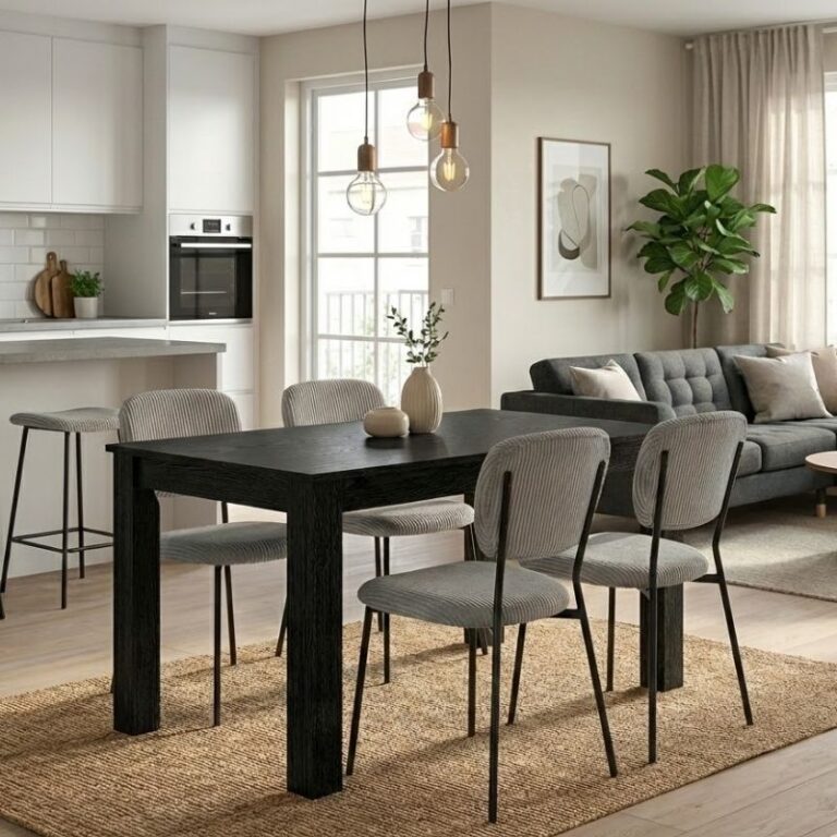 Σετ τραπεζαρία 5τμχ Darlen – Kevin χρώμα sencron black – λαδί 125x72x74εκ.