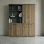 Ντουλάπα γραφείου με κλειδαριά επαγγελματική Κως 10 χρώμα ανθρακί – καρυδί 160x40x200εκ. – εικόνα 2
