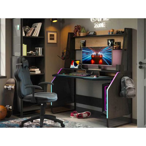 Γραφείο GAME BL-1112 RGB LIGHT USB CHARGING (1.54 x 72 x 1,42) cm
