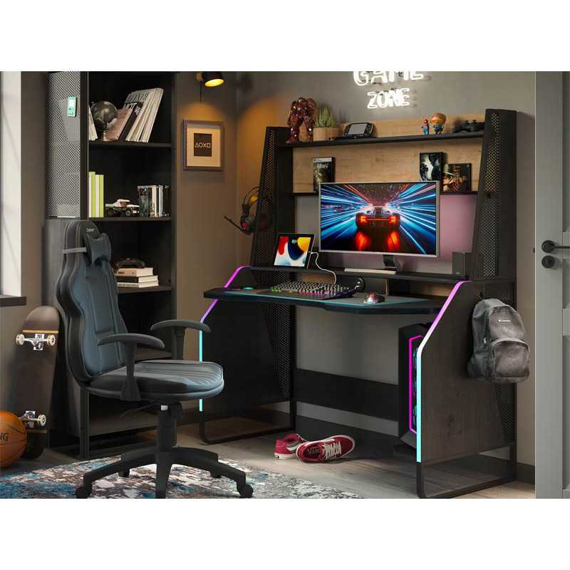 Γραφείο GAME BL-1112 RGB LIGHT USB CHARGING (1.54 x 72 x 1,42) cm