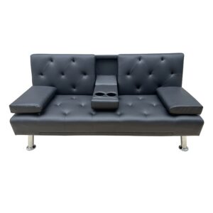 REST BLACK PU ΚΑΝΑΠΕΣ-ΚΡΕΒΑΤΙ 168X88X79εκ.