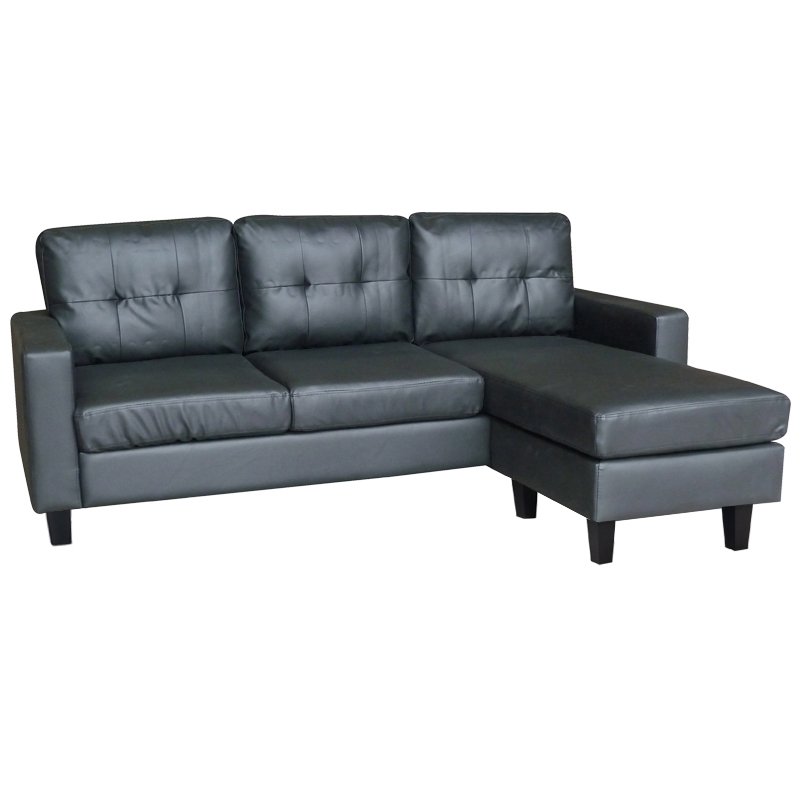 LIANA S BLACK PVC ΚΑΝΑΠΕΣ ΓΩΝΙΑ 185Χ126X84εκ.