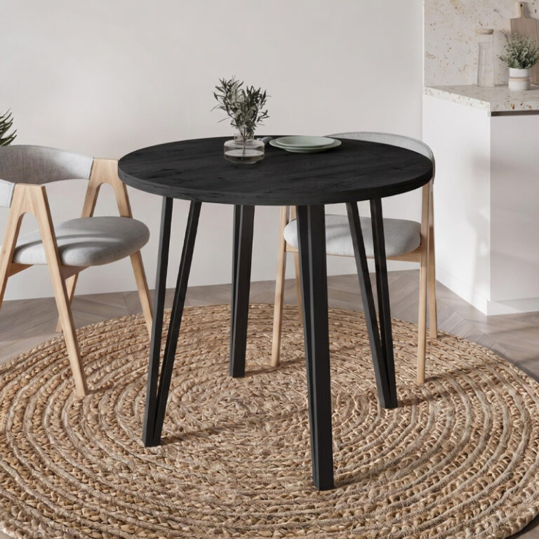 Τραπέζι Xana χρώμα black wood Ø90×77,5εκ.