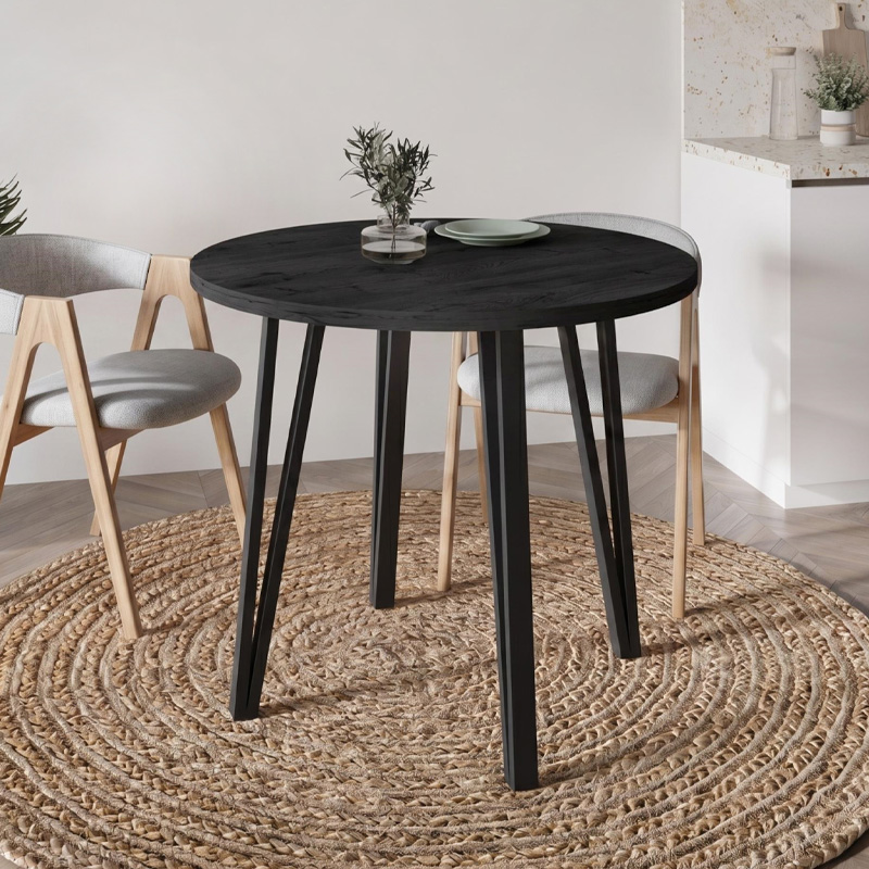 Τραπέζι Νάξος 46 χρώμα black wood Ø90x77,5εκ.