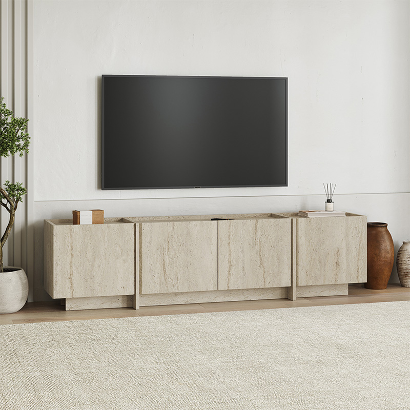 Έπιπλο τηλεόρασης Φολέγανδρος 36 χρώμα travertine 180x35x46,2εκ.