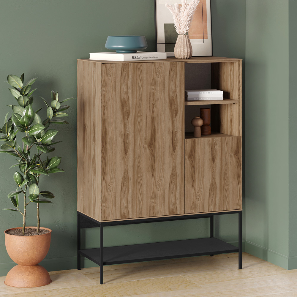 Μπουφές Πόρος 43 χρώμα καρυδί Ud - black wood 90x40x125εκ.