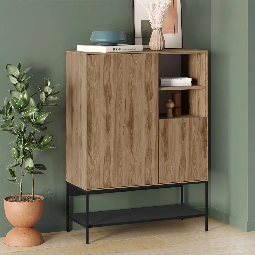 Μπουφές Πόρος 43 χρώμα καρυδί Ud – black wood 90x40x125εκ.