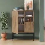 Μπουφές Πόρος 43 χρώμα καρυδί Ud – black wood 90x40x125εκ. – εικόνα 2