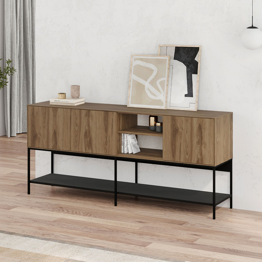 Μπουφές Πόρος 43 χρώμα καρυδί Ud - black wood 180x40x80εκ.