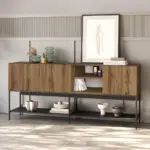 Μπουφές Πόρος 43 χρώμα καρυδί Ud – black wood 180x40x80εκ. – εικόνα 5