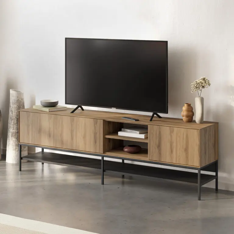 Έπιπλο τηλεόρασης Πόρος 43 χρώμα καρυδί Ud – black wood 180x35x55εκ.