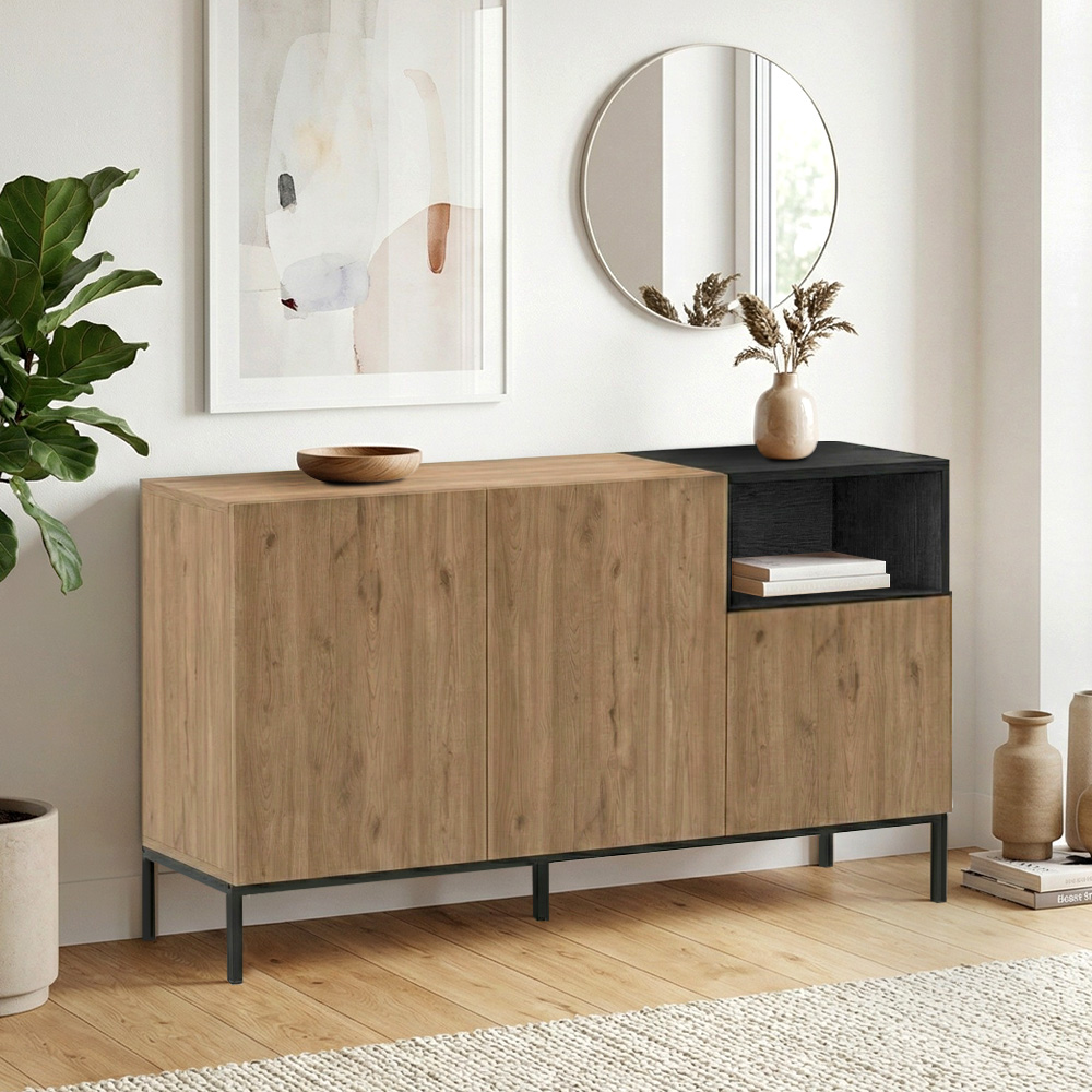 Μπουφές Επίδαυρος 65 χρώμα sepet oak - black wood 140x41,8x80εκ.