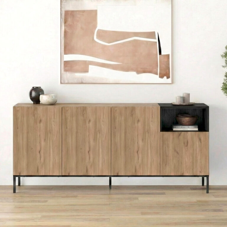 Μπουφές Cailin χρώμα sepet oak – black wood 180×41,8×80εκ.