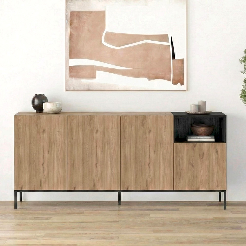 Μπουφές Επίδαυρος 65 χρώμα sepet oak - black wood 180x41,8x80εκ.