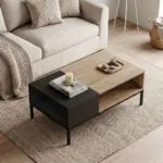 Τραπεζάκι σαλονιού Επίδαυρος 65 χρώμα sepet oak – black wood 90x56x40,6εκ. – εικόνα 2