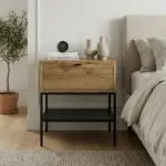 Κομοδίνο Θάσος 86 χρώμα καρυδί Ud 45x35x56,4εκ. – εικόνα 2