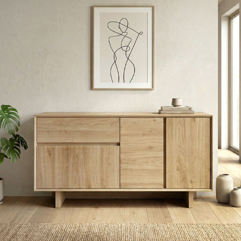 Μπουφές Κάρπαθος 90 χρώμα sapphire oak 146x45x76,5εκ.
