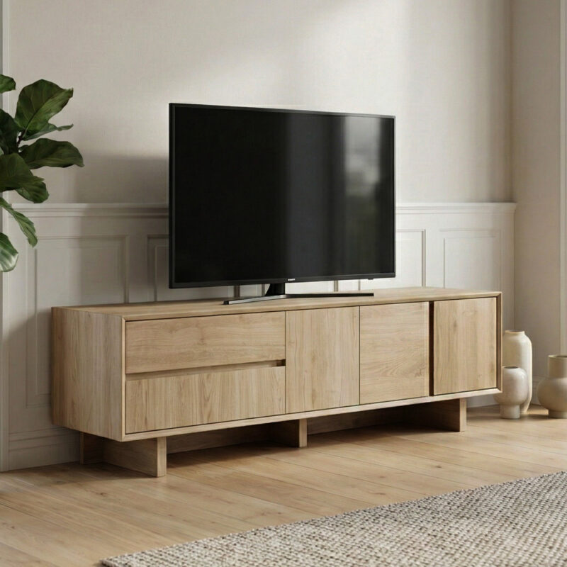 Έπιπλο τηλεόρασης Κάρπαθος 90 χρώμα sapphire oak 180x45x55εκ.