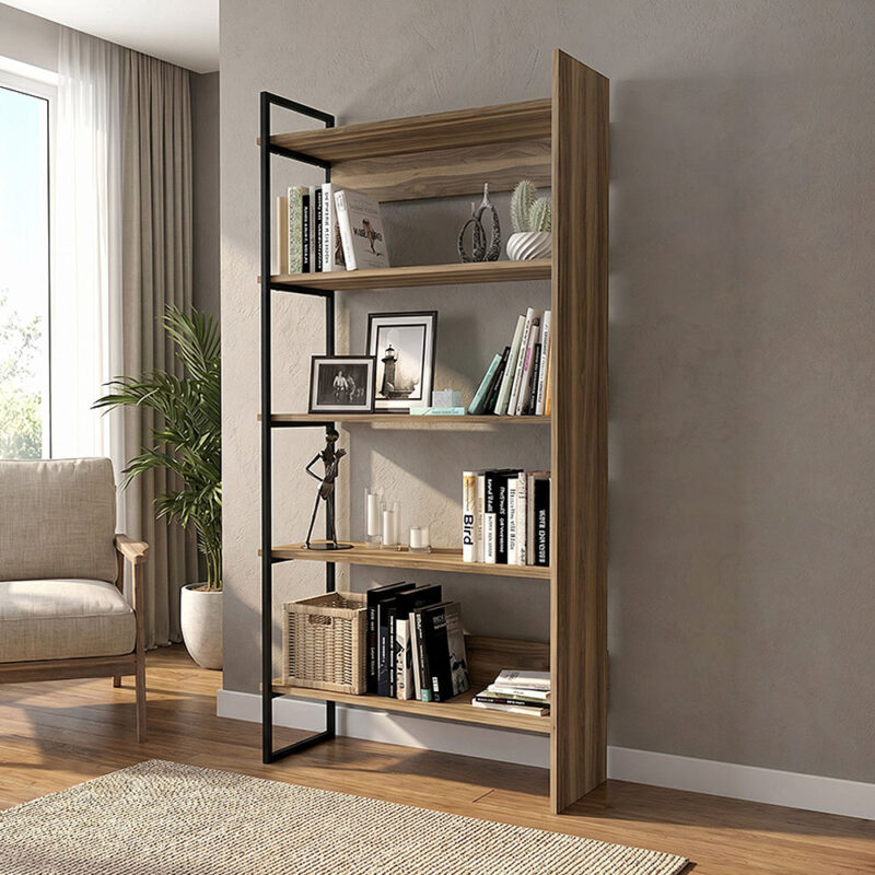 Βιβλιοθήκη Μυκήνες 79 χρώμα καρυδί 91,8x34,8x180εκ.
