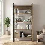 Βιβλιοθήκη Μυκήνες 79 χρώμα καρυδί 91,8×34,8×180εκ. – εικόνα 2