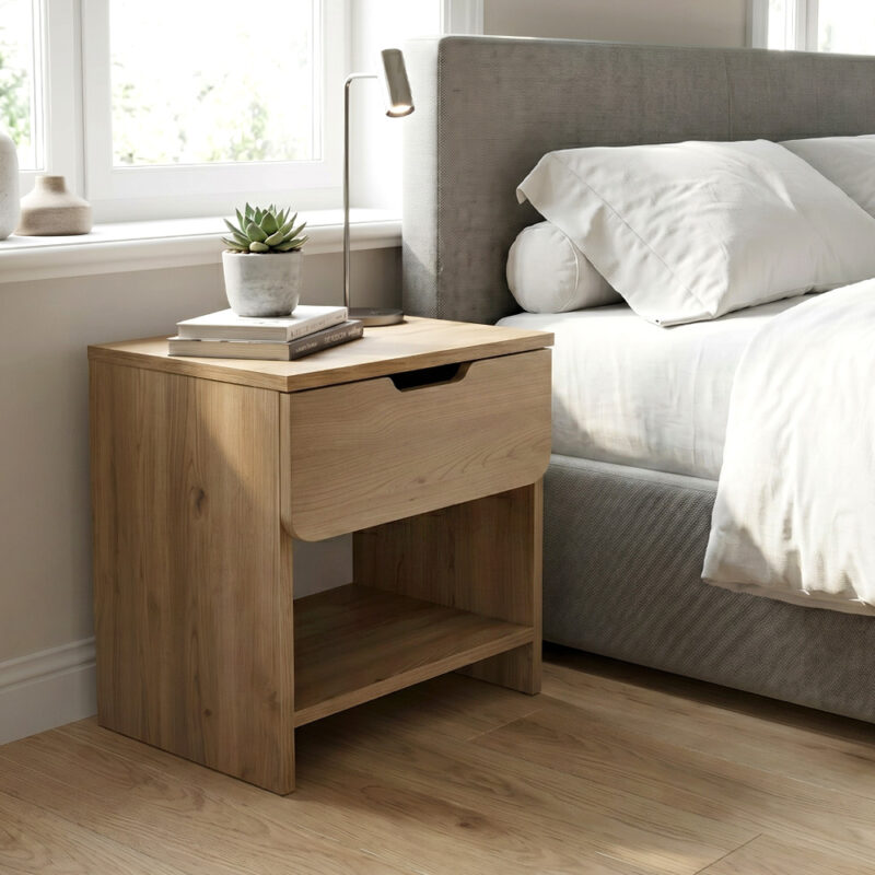 Κομοδίνο Δήλος 31 χρώμα sepet oak 45x40x52εκ.