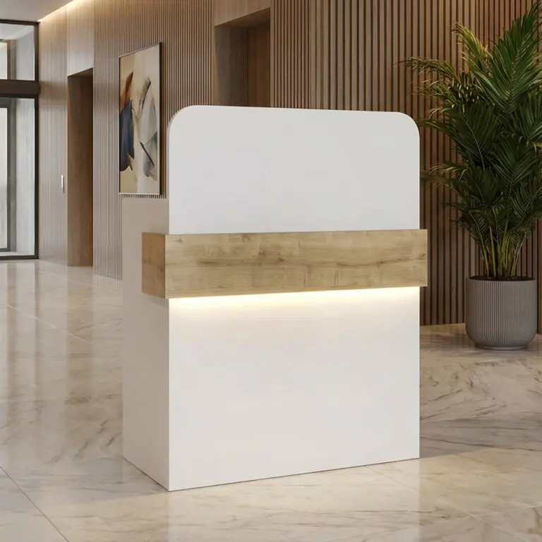Γραφείο υποδοχής – Πόρος 69 με LED χρώμα λευκό – sapphire oak 90×43,6×119,2εκ.