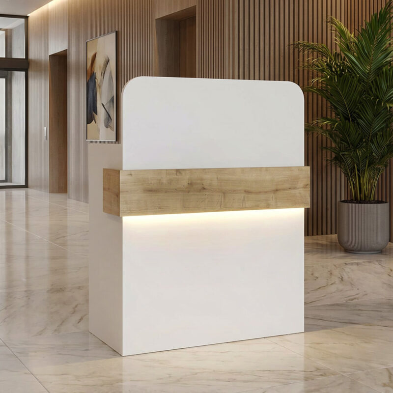 Γραφείο υποδοχής - Πόρος 69 με LED χρώμα λευκό - sapphire oak 90x43,6x119,2εκ.