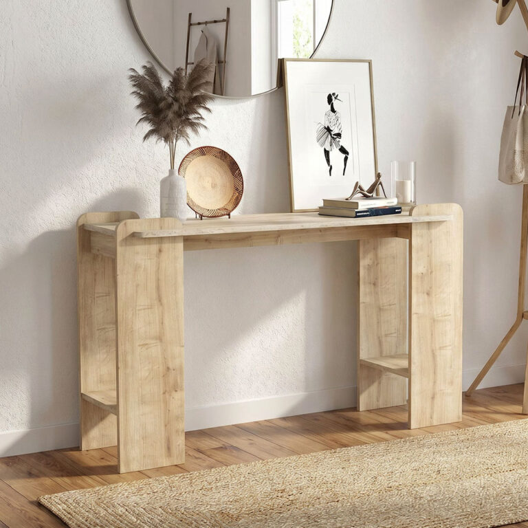 Κονσόλα Σίφνος 15 χρώμα sapphire oak – travertine 130,8x35x76,8εκ.