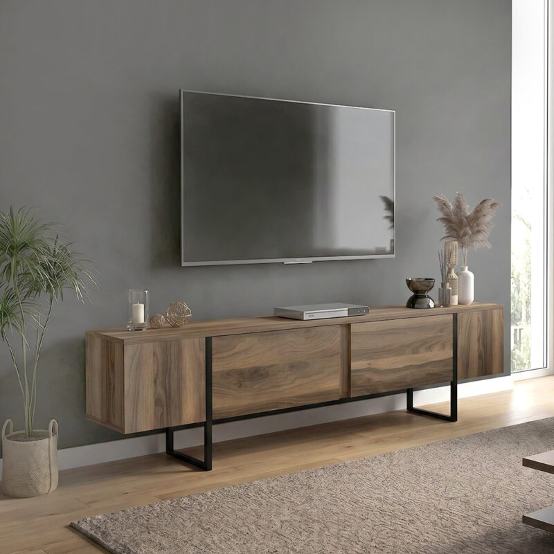 Έπιπλο τηλεόρασης Χίος 67 χρώμα καρυδί 180x29,6x50εκ.
